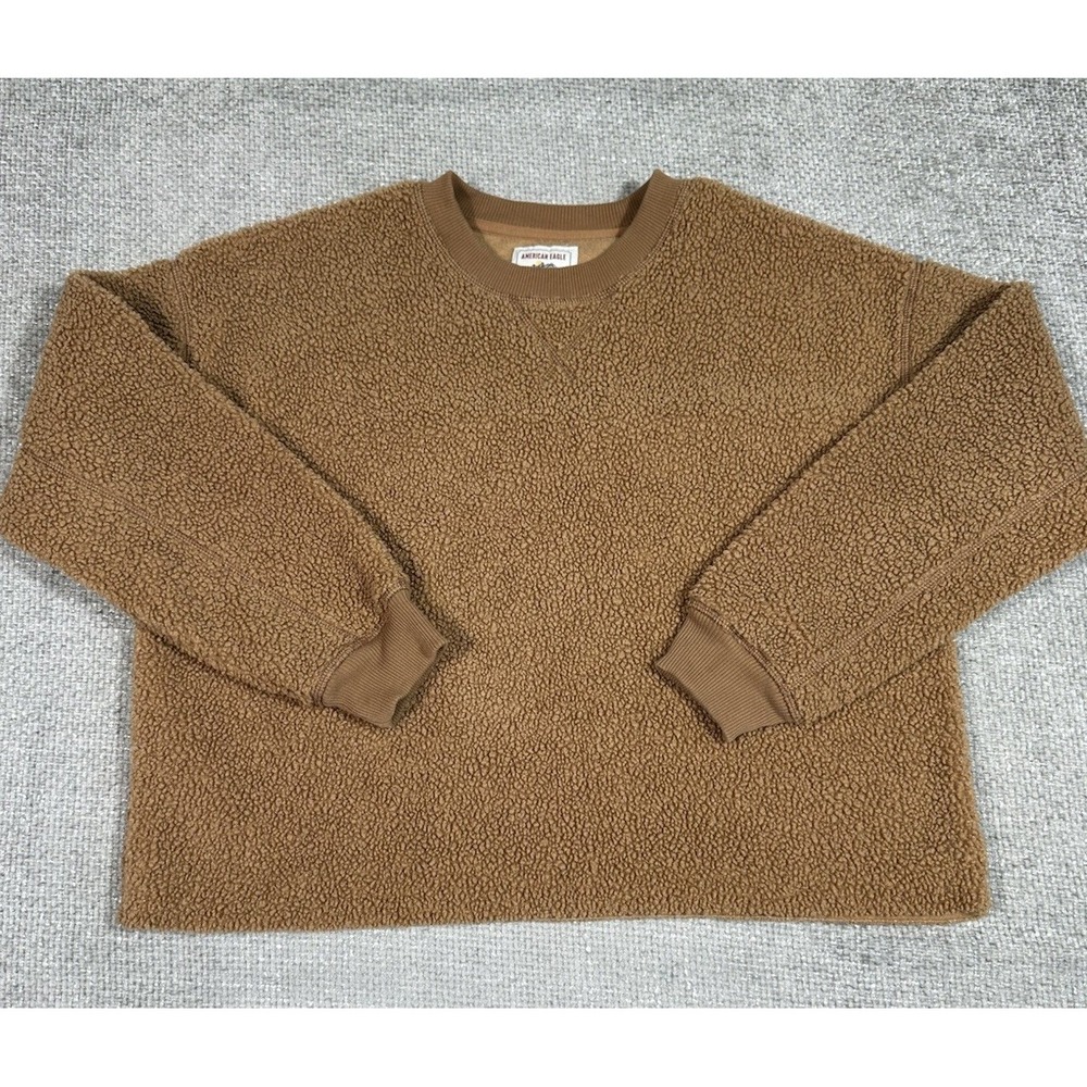 American Eagle‎ Sweatshirt Womens Small Tan Sherpa  Lounge Fall
